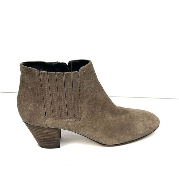AQUATALIA Taupe Fallyn Suede Ankle Booties Block Heels Round Toe Side Zip US 9 - Picture 2 of 15